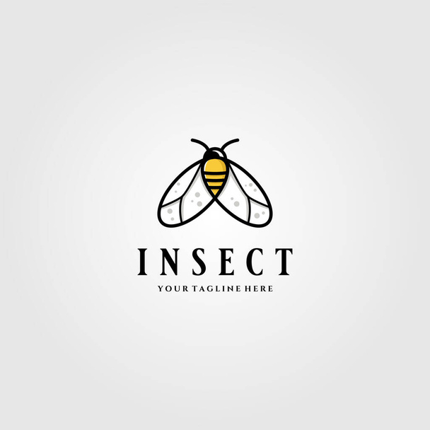 Pequeñas moscas de insectos o diseño de ilustración de vectores de logotipo de abeja - Vector, Imagen