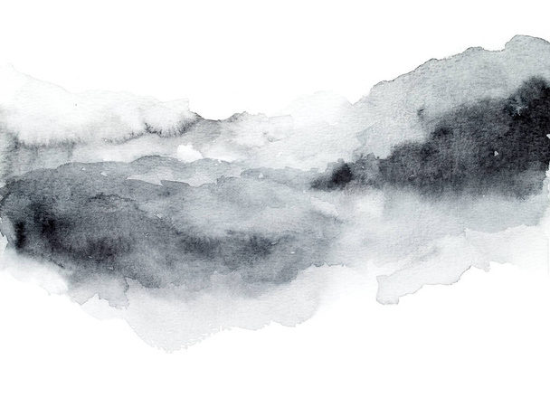 Grey abstract watercolor background. Painting on paper - Φωτογραφία, εικόνα