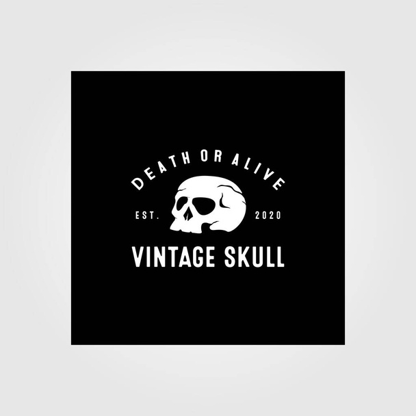 design de ilustração do vetor do logotipo do crânio vintage - Vetor, Imagem