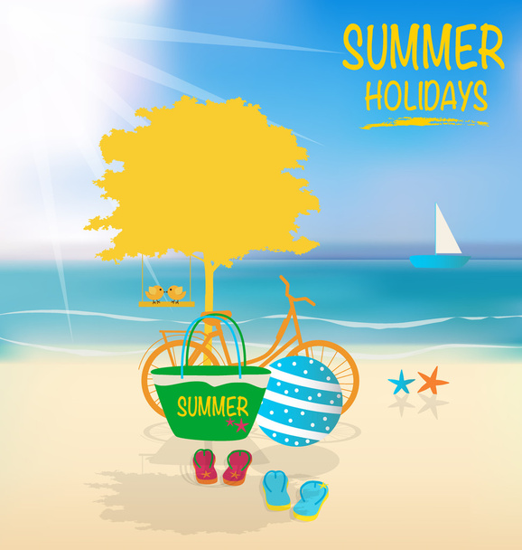 Summer holiday background. Vector illustration. - Vetor, Imagem