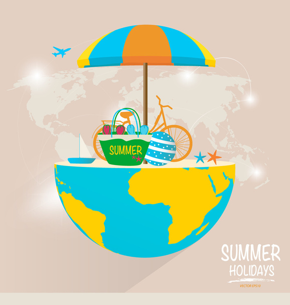 Summer holiday background. Vector illustration. - Vector, afbeelding