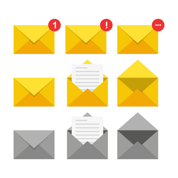 Set of mail icons. vector illustration in flat design - Vecteur, image