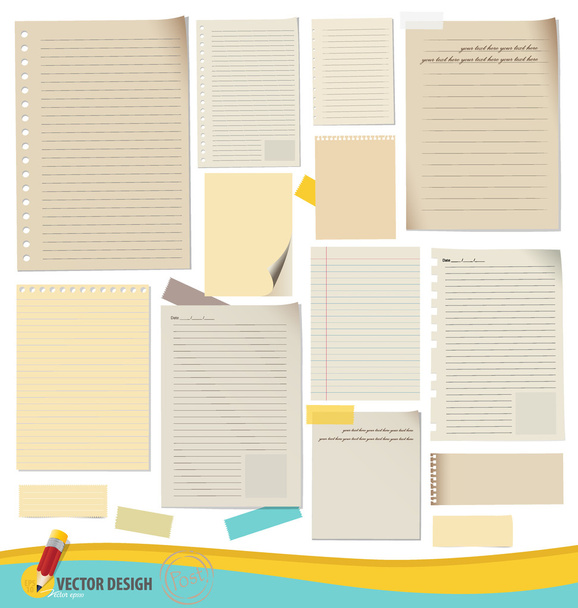 Collection of various note papers, ready for your message. Vecto - Vector, imagen