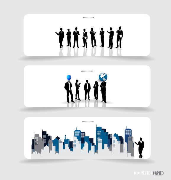 Des silhouettes de gens d'affaires sur papier à lettres. Illustration vectorielle
. - Vecteur, image