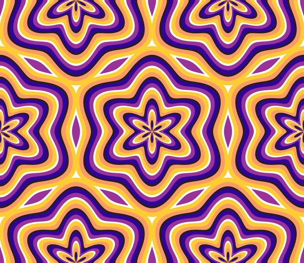 Colorful optical illusion seamless pattern. Tileable design of hypnotic moving shapes. - Vector, Image