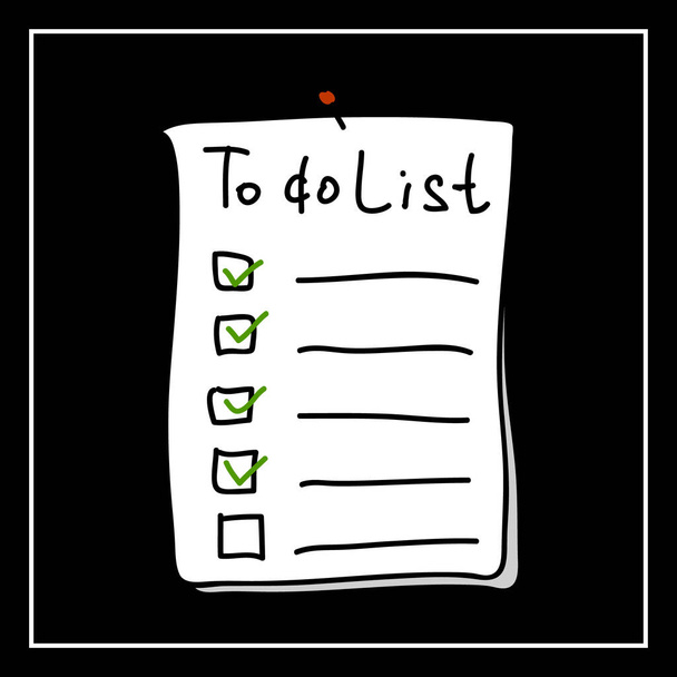 To Do List Plan Reminder on black, a hand drawn vector illustration. - Vector, Image