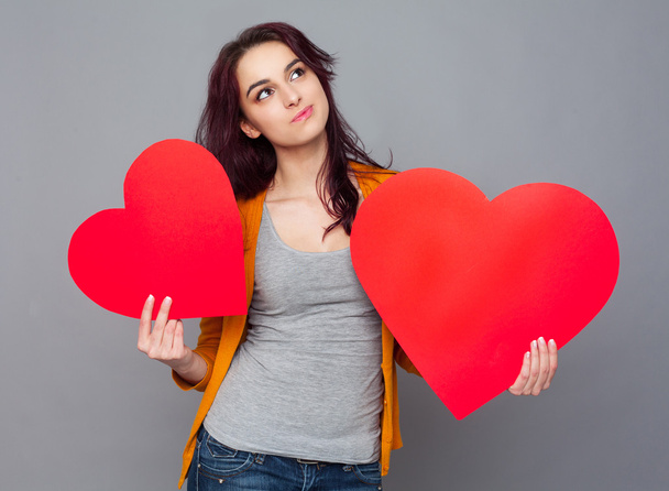 Woman holding paper hearts - Photo, Image