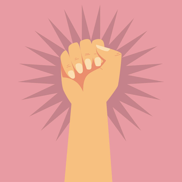 womens day, female hand up in cartoon style - Vector, Image