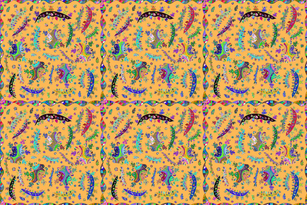 Απρόσκοπτη μοτίβο με ενδιαφέρουσες μουντζούρες σε φόντο colorfil. Πάνο. Εικονογράφηση κορμού. - Φωτογραφία, εικόνα