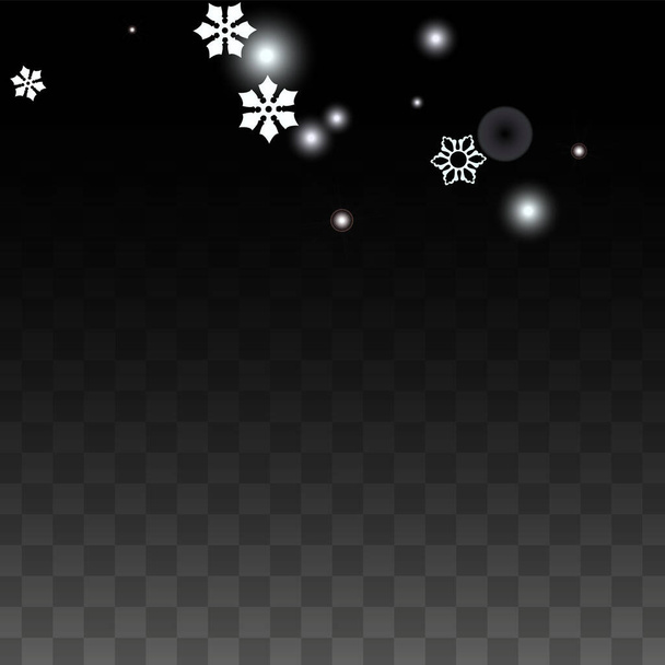 Winter Vector Background with White Falling Snowflakes Isolated on Transparent Background. Realistic Snow Sparkle Pattern. Snowfall Overlay Print. Winter Sky. Design for  Christmas Sale. - Διάνυσμα, εικόνα