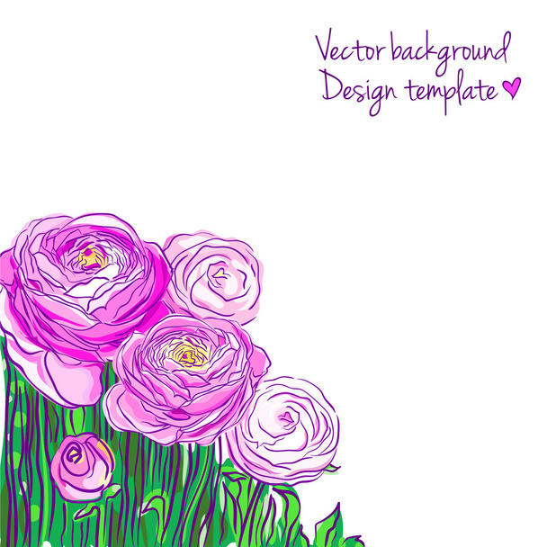 Illustration avec ranunculus en fleurs
 - Vecteur, image