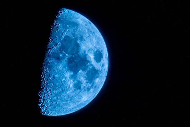 half moon in the night sky in december - Photo, Image