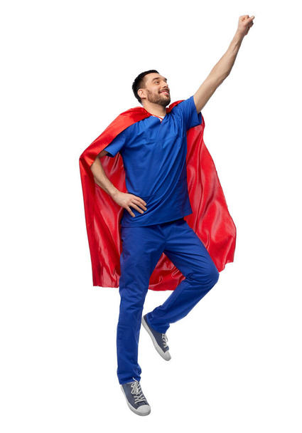 lekarz lub pielęgniarka w superbohatera peleryna latający - Zdjęcie, obraz