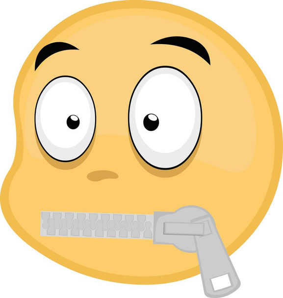 Vector illustration of emoticon with a closed mouth with a zipper - Vector, Image