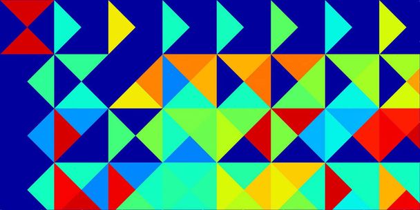 Fundo volumétrico abstrato na forma de triângulos, com uma combinação espetacular de cores vermelho, azul, verde e amarelo. Imagem moderna para seus projetos e obras de arte - Foto, Imagem