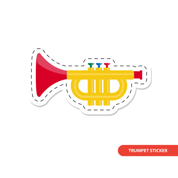 Vector image. Children's sticker of a beautiful trumpet. - Vector, Image