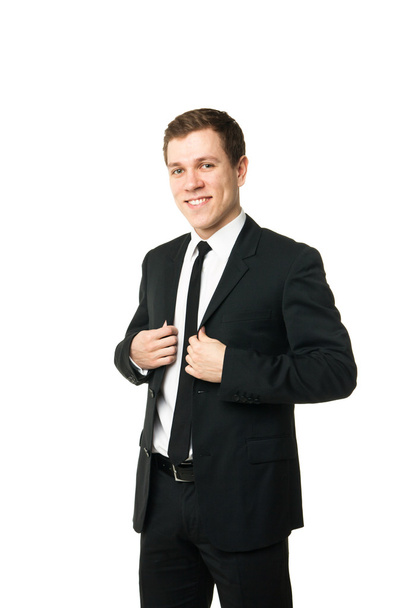 Friendly businessman looking at camera isolated - Photo, image