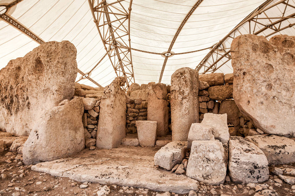 Complexe de temples mégalitiques - Hagar Qim - Exacavations archéologiques à Malte - Photo, image