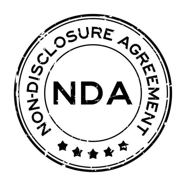 Grunge zwarte NDA Non-disclosure overeenkomst woord ronde rubber zegel stempel op witte achtergrond - Vector, afbeelding