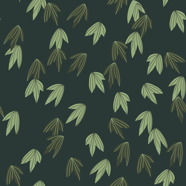 Floral seamless pattern with colorful exotic leaves on dark background. Tropic green branches. Fashion vector stock illustration for wallpaper, posters, card, fabric, textile. - Vecteur, image
