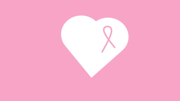 Breast Cancer Awareness month pink background, ribbon and speech bubble with quote for health care support. - Materiał filmowy, wideo