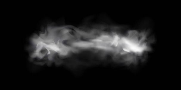 Natürliche Rauch- oder Nebelwirkung auf schwarzem, transparentem Hintergrund. Vektor Rauch oder Nebel. Isoliert.Vektorillustration. - Vektor, Bild