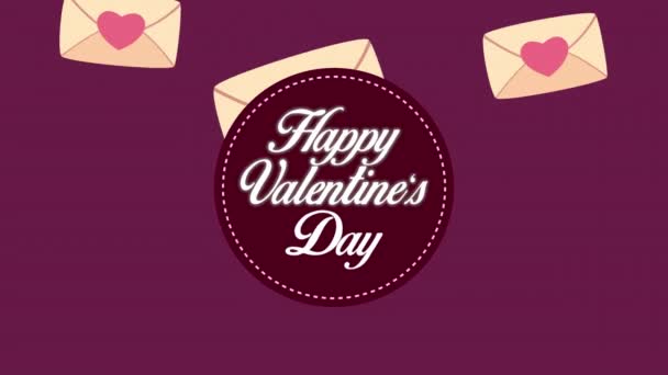 happy valentines day lettering with hearts in envelopes - Footage, Video