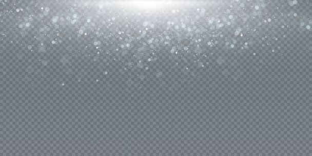 Sparkling magic dust. On a textural black background.Celebration abstract background from small sparkling dust particles and stars. Magic effectFestive vector illustration. - Vector, Image