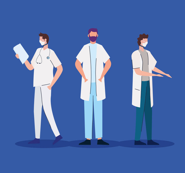 група лікарів носить персонажів медичних масок
 - Вектор, зображення