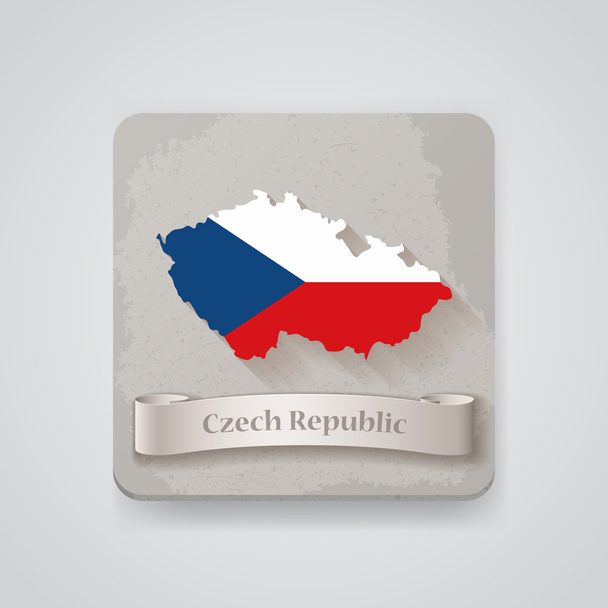 Icon of Czech Republic map with flag. Vector illustration - Vector, Image
