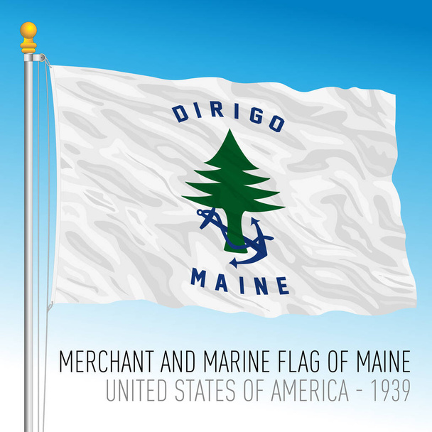 Исторический флаг Мэна, 1939 г., США, векторная иллюстрация - Вектор,изображение