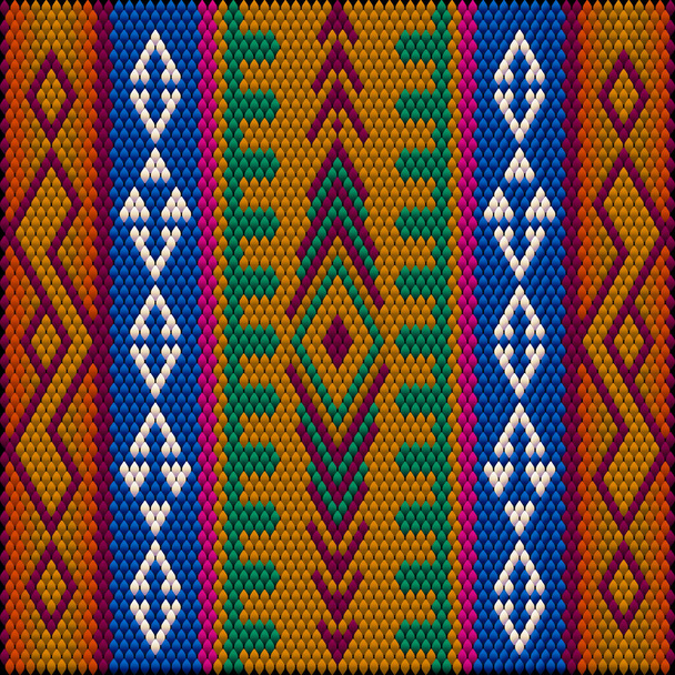  豊かな色が注目と富を集めているラテンアメリカの人々や国の伝統的な装飾。ドレスのための生地に刺繍装飾が施された女性の織りカーペット。刺繍 - ベクター画像