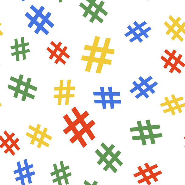 Color Hashtag icono aislado patrón sin costura sobre fondo blanco. Símbolo de redes sociales. Navegación moderna del sitio web UI. Vector. - Vector, imagen