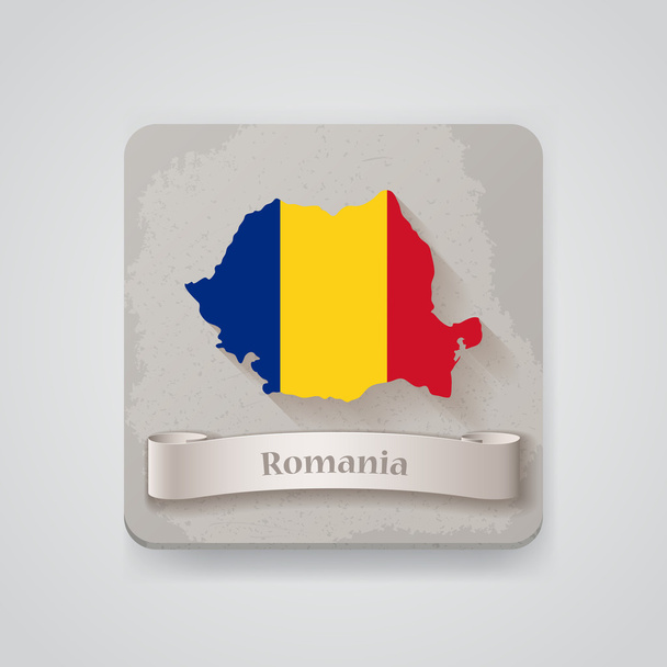 ikona Rumunia Mapa z flagą. Ilustracja wektorowa - Wektor, obraz