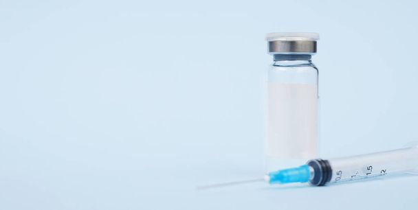 medical jars, mocap. on a blue background. copy space - Photo, image