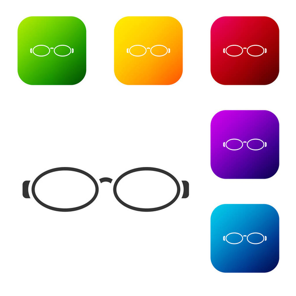 Black Glasses for swimming icon isolated on white background. Goggles sign. Diving underwater equipment. Set icons in color square buttons. Vector Illustration. - Vector, Image