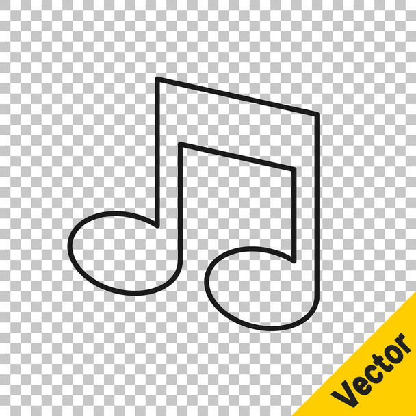 Línea negra Nota musical, icono de tono aislado sobre fondo transparente. Vector. - Vector, Imagen