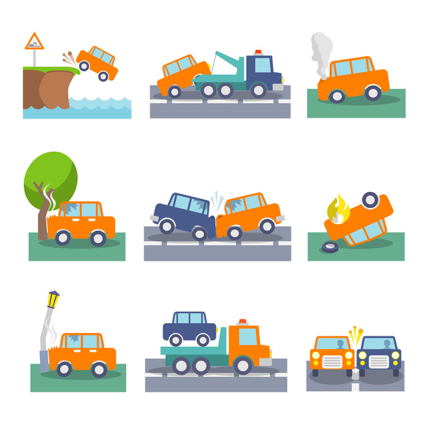 auto crash pictogrammen - Vector, afbeelding