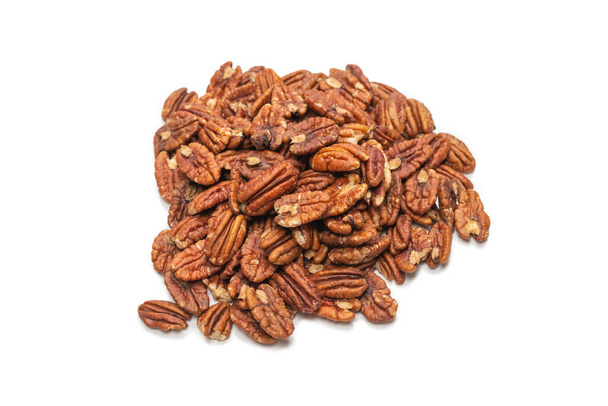 Pecan-nut isolated on white background. Top view.  - Photo, Image