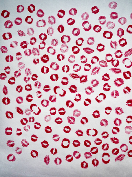 Beautiful red lips isolated on white  - Photo, Image