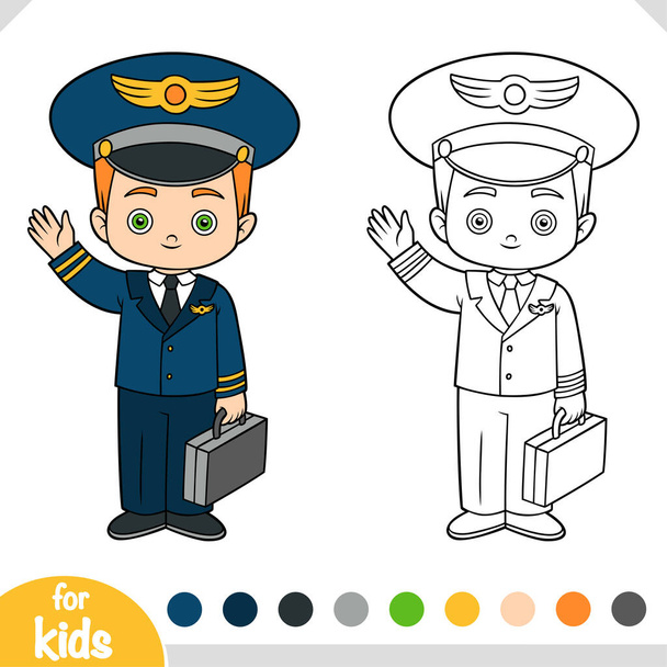 Livre à colorier pour enfants, Pilote - Vecteur, image