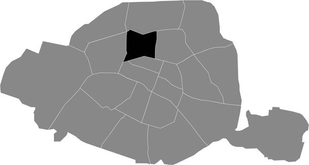 Black location map of Parisian neuvime, 9th arrondissement in greine map of Paris, France - Вектор, зображення