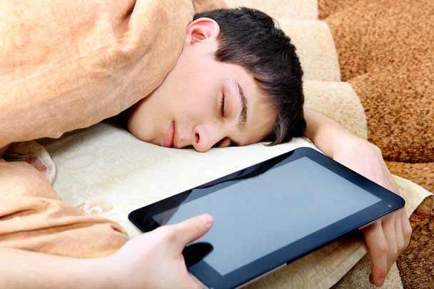 Teenager sleeps with Tablet Computer - Φωτογραφία, εικόνα