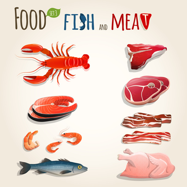 Ensemble poisson et viande
 - Vecteur, image