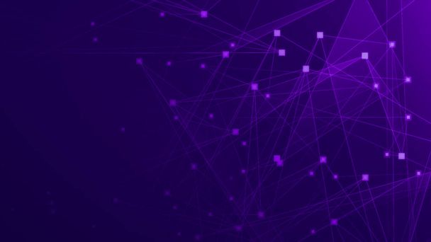Red técnica de polígono violeta púrpura abstracta con fondo de tecnología de conexión. Puntos abstractos y líneas textura fondo. renderizado 3d. - Foto, imagen