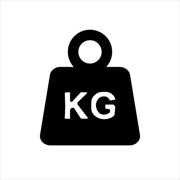 Simple KG weight silhouette icon, isolated on white isolated background. Vector Dumbbell icon.Flat design. Black silhouette.  - Vector, Image
