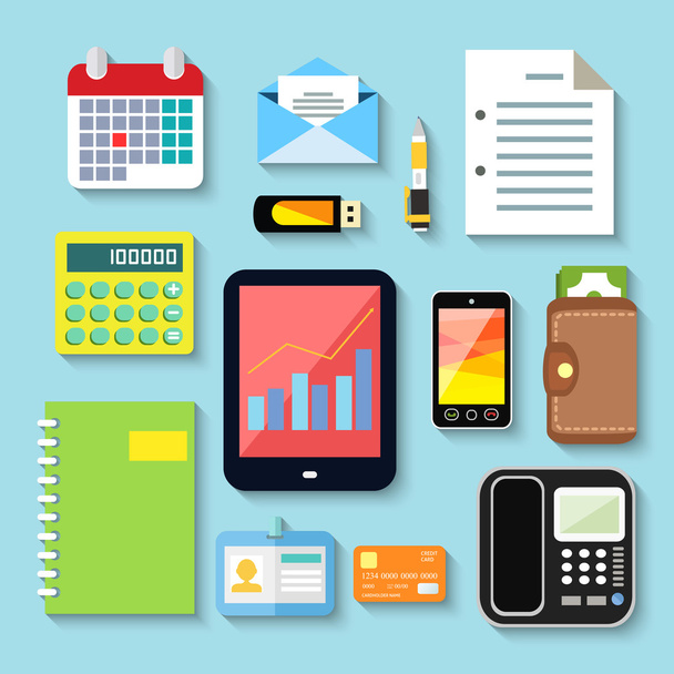 Business items and mobile devices - Vector, Image