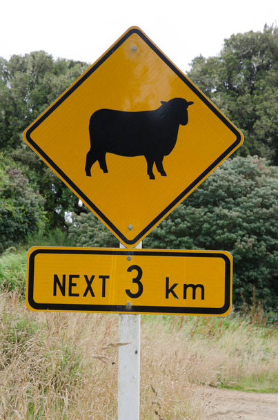 Σήμα κυκλοφορίας της διέλευσης των βοοειδών. - Φωτογραφία, εικόνα