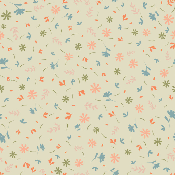 ditsy flowers and leaves seamless vector pattern - Vector, Image