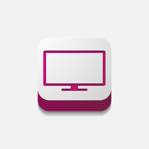 square button: monitor - Vector, Image
